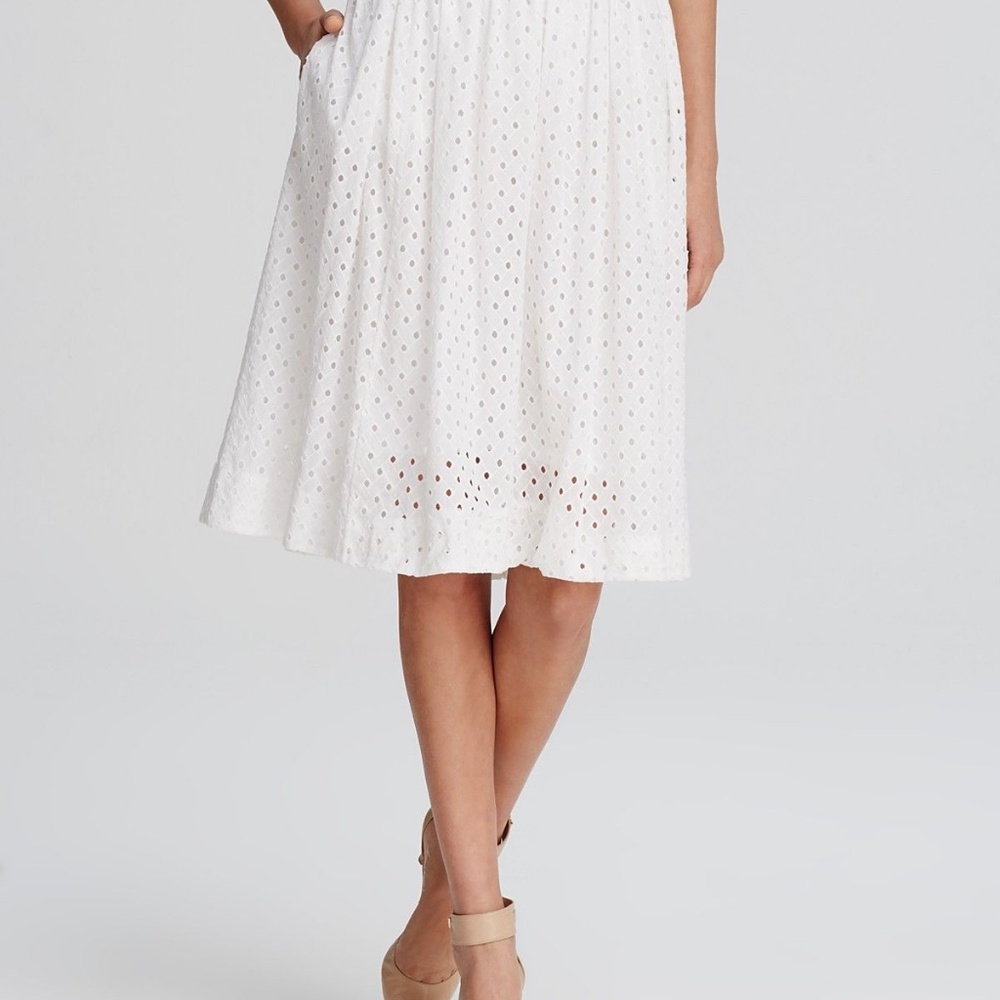 NWOT KATE SPADE WHITE Pleated EYELET A-Line Skirt